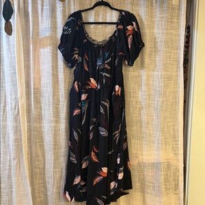 NWT Torrid Black Dress with Colorful Leaf Pattern